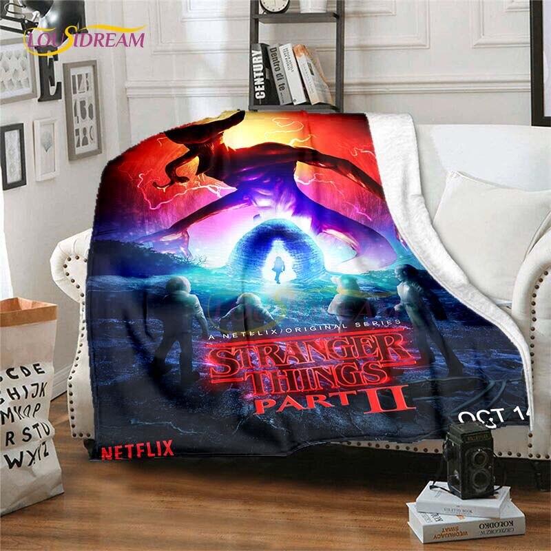 Hot Netflix Movie Stranger Things Blankets for Beds Soft Flannel Blanket Queen Size Home Decor Bedding Cover Kids Gift Picnic