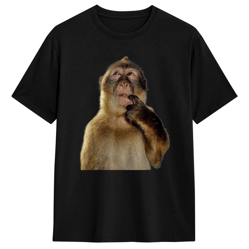 Oversized T Shirt Funny Thinking Monkey Memes Brainrot 100 Cotton T Shirts Fashion Tee Shirt Design Short Sleeve Top Tees
