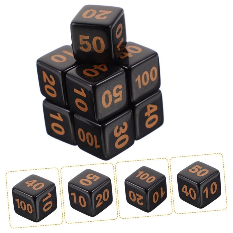 10Pcs/set 6 Sided Acrylic Dices Educational Rounded Corner Dices Dices Set, 14mm Solid Game Dices Set with Large Number