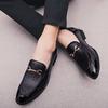 Fashion New Fashion Luxury Men's Black Metal Buckle Casual Dress Leather Shoes Male Wedding Homecoming Prom Footwear Zapatos Hombre
