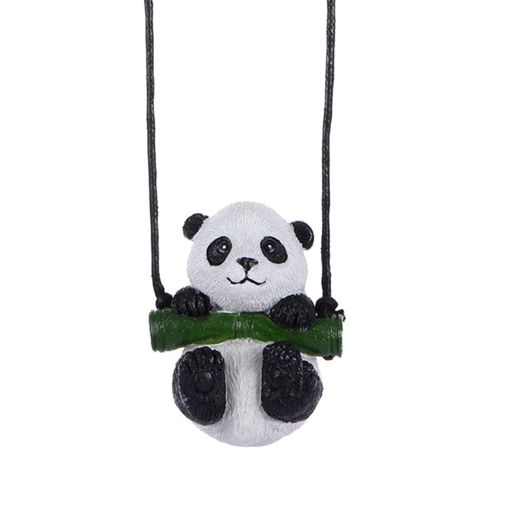 Lanyard Panda Car Rearview Mirror Pendant Resin Car Hanging Ornament Automobile Decoration