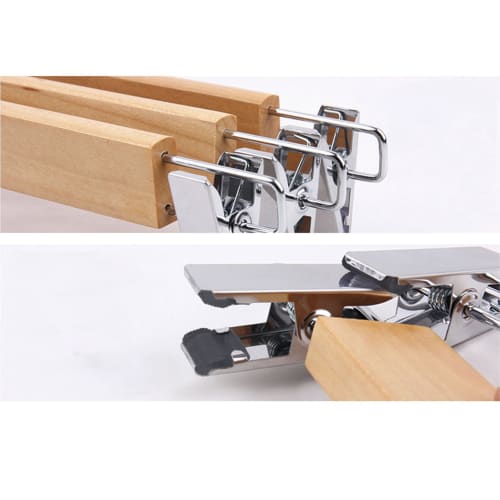 Taiyo no Fish Hanger for Pants and Skirts, Adjustable Width, Non-Marking Clips for Drying Pants, Skirts, and Other Clothing (Natural, 10)