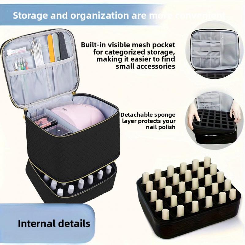 Large-capacity High-end Makeup Bag, Portable Double-layer Nail Polish Storage Bag, Handbag Storage Bag