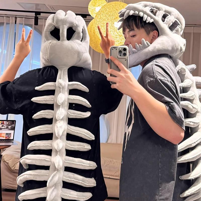 Cappello Scheletro Dinosauro Divertente Morbido Scheletro Dinosauro Cosplay Props Costume Scheletro Dinosauro Per Bambini e Adulti Regali di Compleanno