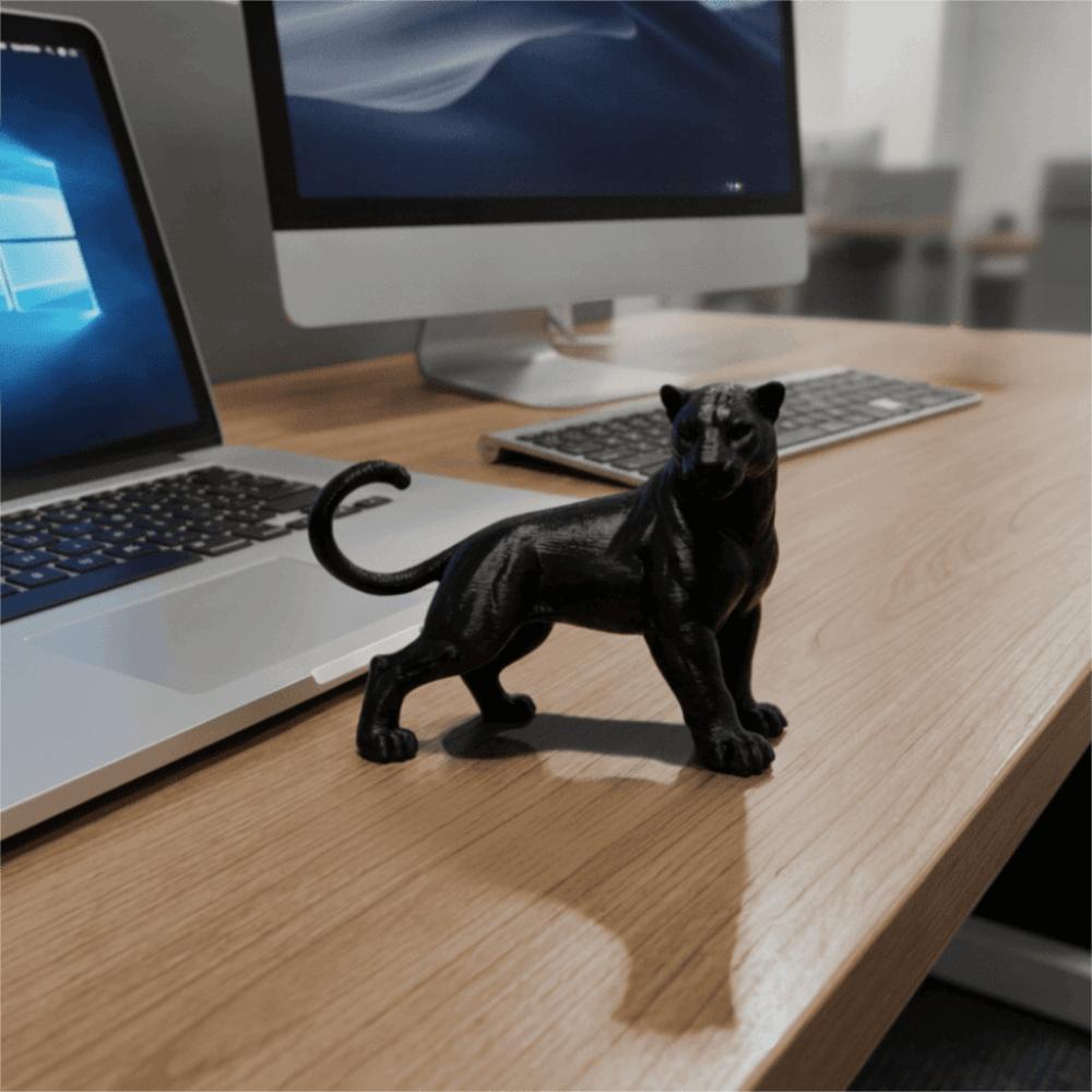 Head Turning 3D Printing Panther Statue Standing Posture Leopard Figure Gift
