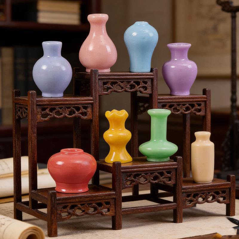 

20/50pcs Mini Colorful Vase Bottles/pots Handmade Dollhouse Miniatures Vase Doll House Decora Kitchen Ornament DIY Accessories 100pcs mix
