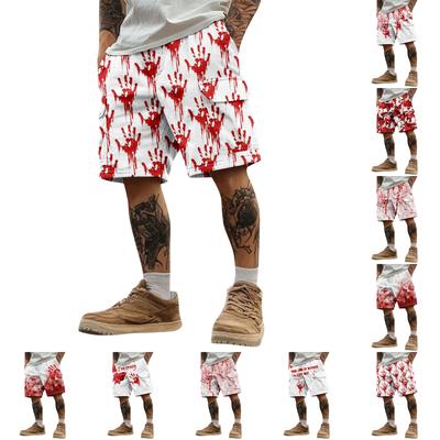 Men's Halloween Printed Cargo Multi Pocket Loose Casual Sports Shorts