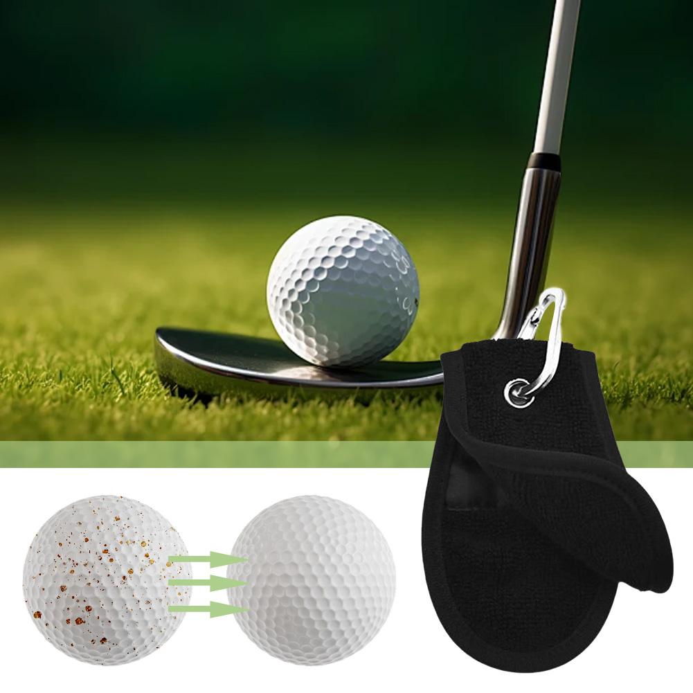 New Golf Ball Cleaning Towel with Carabiner Hook Portable Golf Ball Cleaning Towel for Head Wipe Cloth Clean Golf Accessories