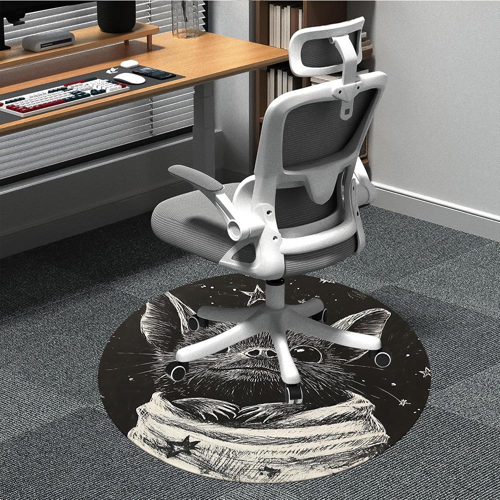 1PC Bat Starry Office Round Area Rug, Mat Suitable For Office, Under Office Chairs Bedroom Living Room Home Decor, Room Deco
