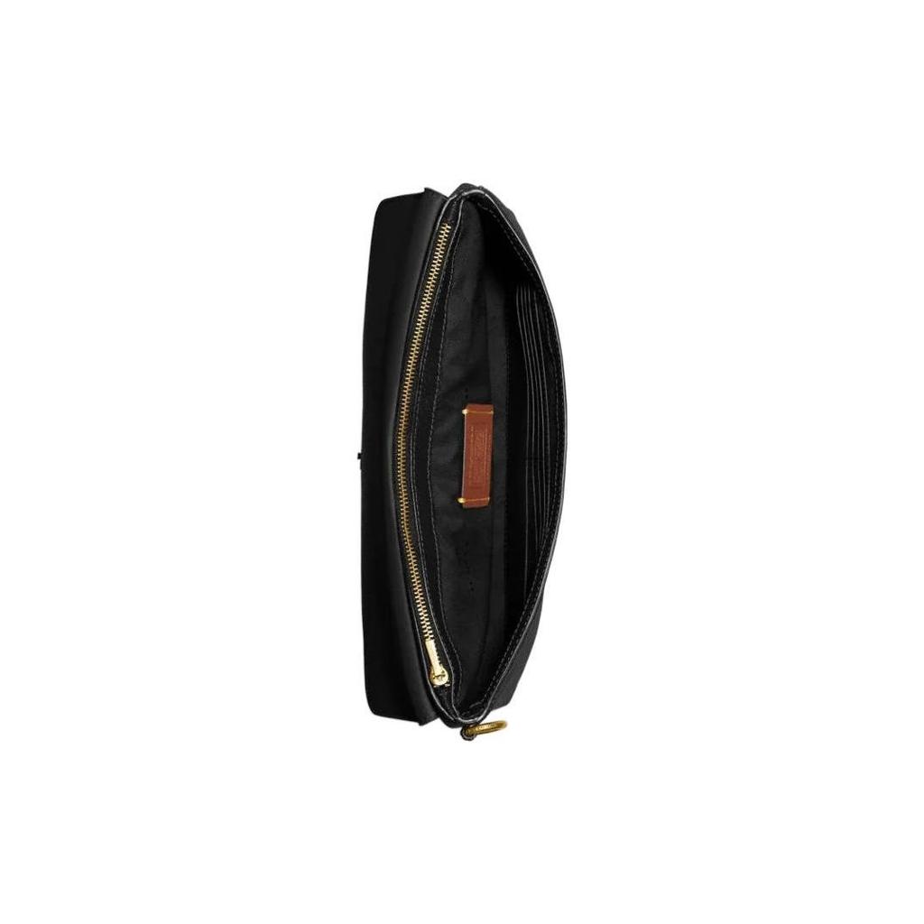 Coach Wyn 27 Einfarbig Druckknopfverschluss Innenfach mit Reißverschluss Mehrere Kartenfächer Geprägtes Leder Handgelenktasche Handtasche Groß Damenhandtasche CC487-B4BK