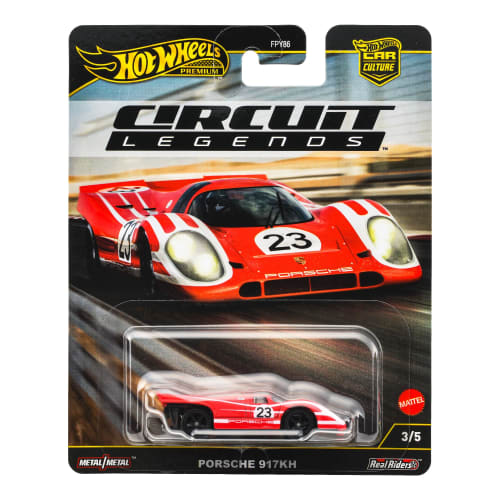 Hot Wheels Car Culture Circuit Legends Porsche 917KH Vehicle Toy Diecast Car for Ages 3 and Up, Red, JBK63