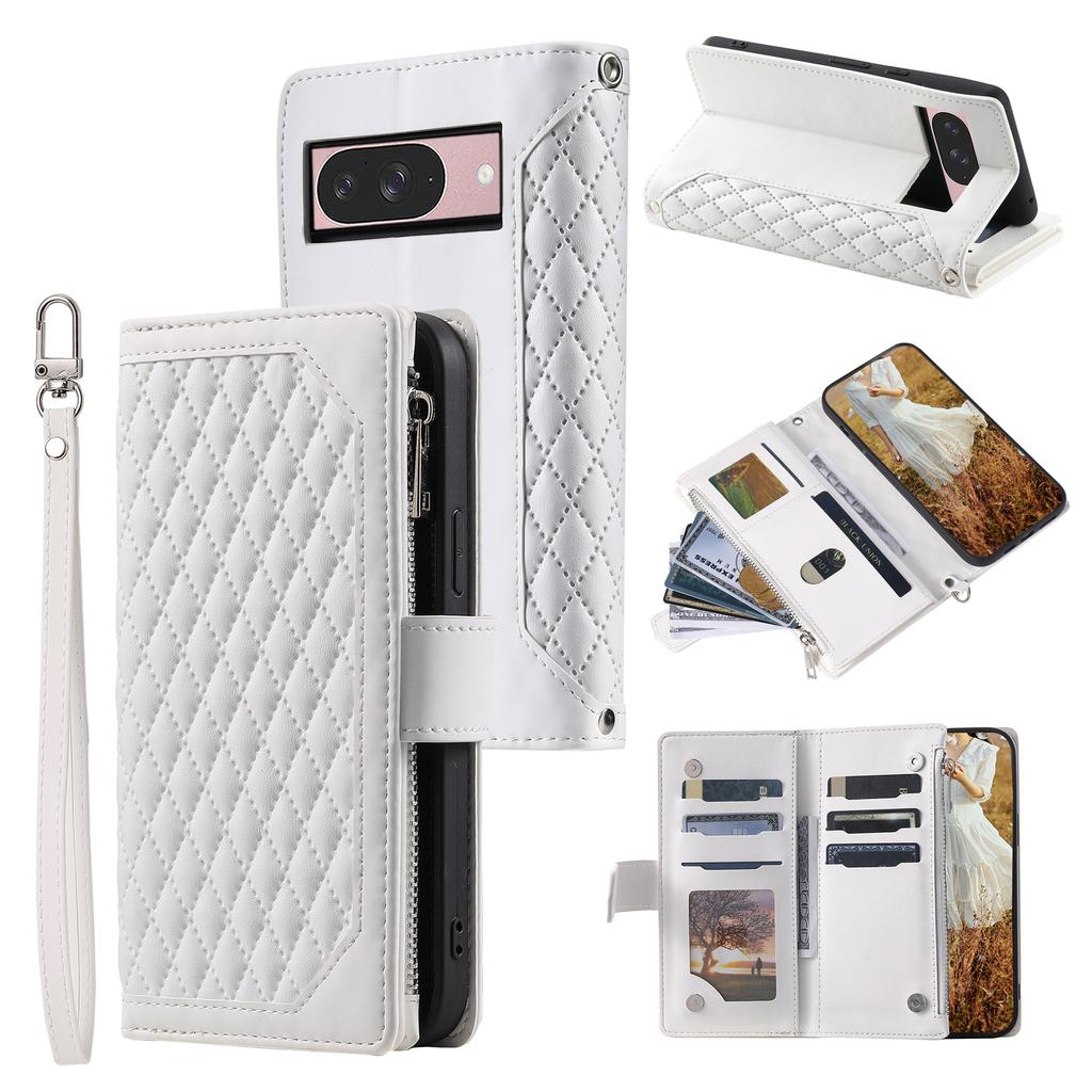 Style 005 For Google Pixel 9/9 Pro Wallet Case Rhombus PU Leather Zipper Phone Cover