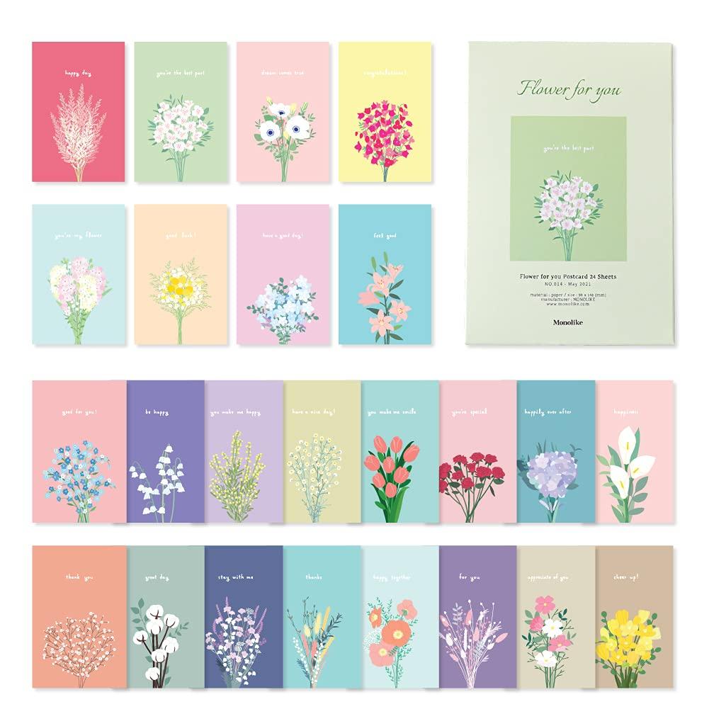 Monolike Flower for You Postcards 24 sets of emotionally designed postcards for daily beautiful rectangular postcards with a touch of and design