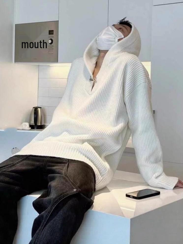 Men's Autumn Hooded Sweater: Trendy, Street Casual Knitwear Jacket
