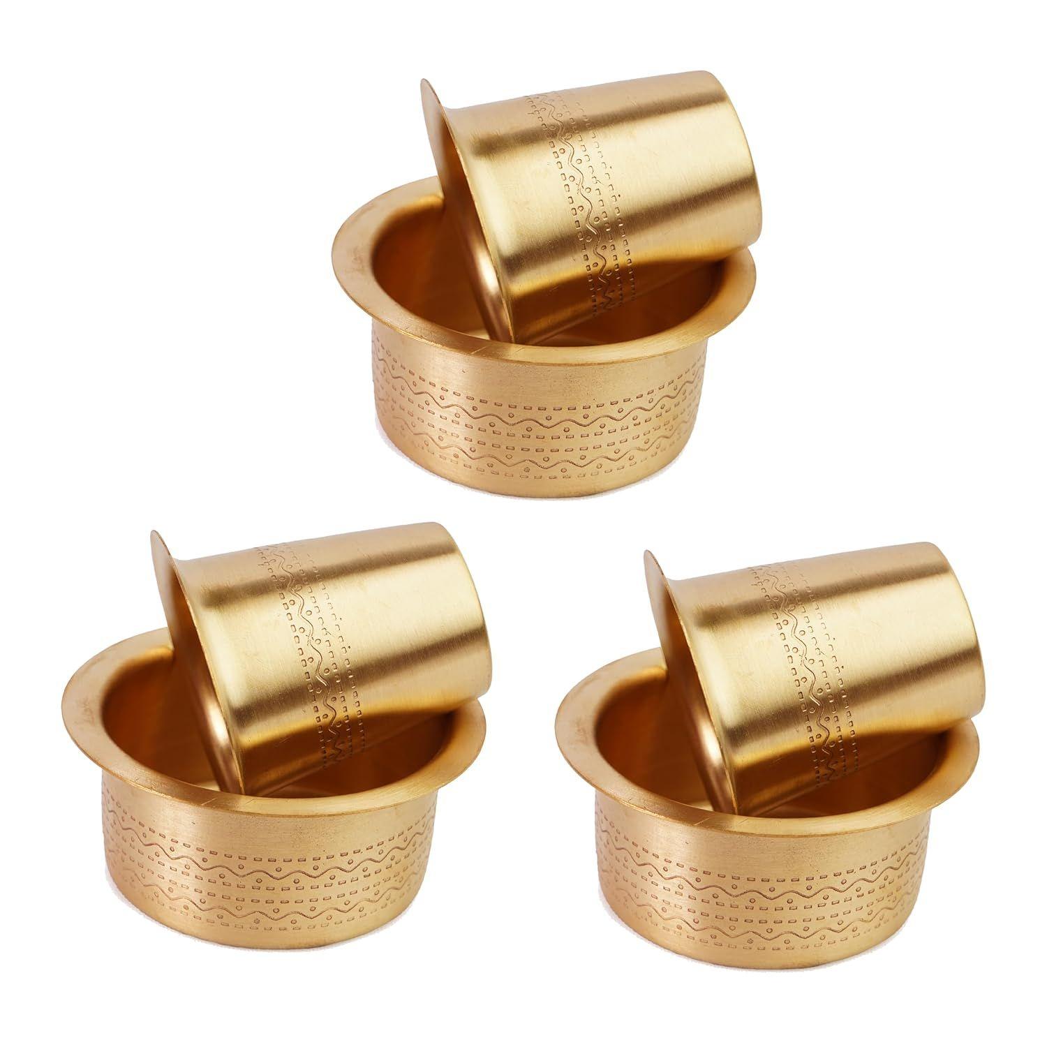 

Brass Coffee Cup Dawara/Dabara & Tumbler for Serving Filter Coffee/Tea/Traditional kumbakonam Dabara Set Matt - 150ml (Set of 3)