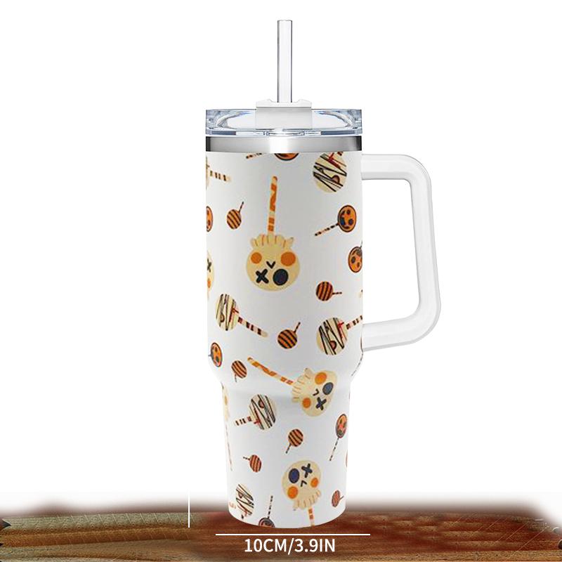 Big Capacity 40oz Handle Car Cup 304 Stainless Steel Travel Mug Outdoor Insulation Cup With Lids And Straw