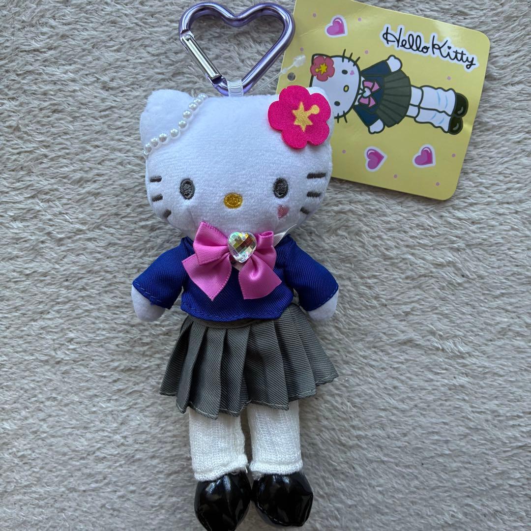 New Hello Kitty stuffed toy key chain pink white ribbon heart good condition