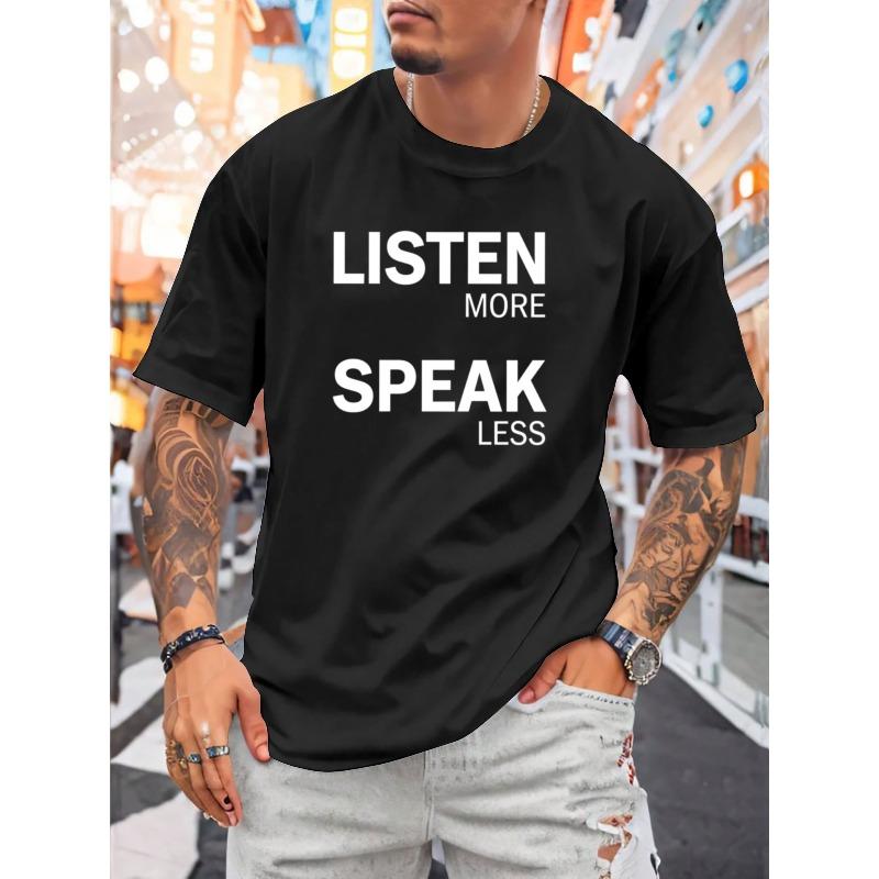 

Европейские размеры Больше слушай, меньше говори Мужская футболка | Минималистичный дизайн принта в стиле мудрости общения, Дышащая, Можно стирать в машине S чёрный