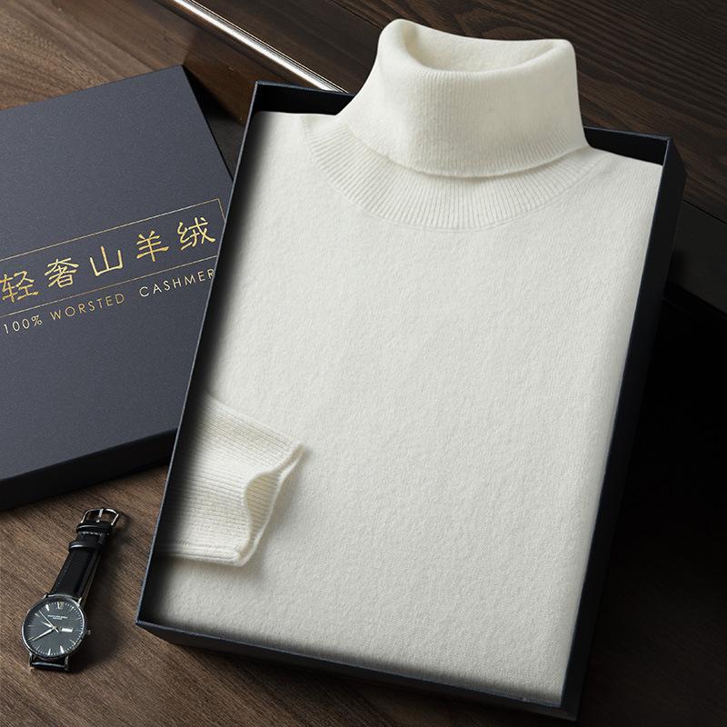 New cashmere sweater men's semi-turtleneck pure cashmere sweater men's loose bottoming cashmere knitted sweater