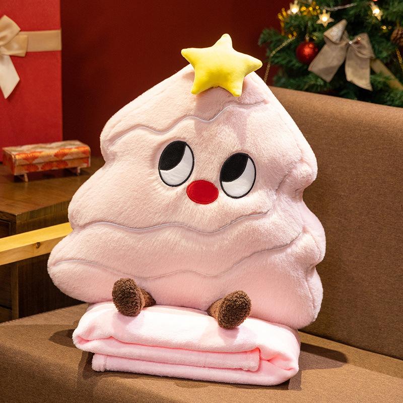 Internet Celebrity Christmas Tree Doll Pillow Blanket 2-in-1 Plush Toy Sleeping Doll Doll Christmas Holiday Gift Female