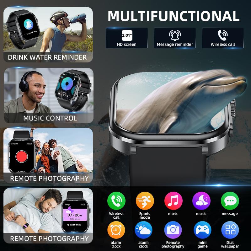 LIGE Novo Smartwatch 2.01 polegadas Chamada Bluetooth Esportes ao Ar Livre À Prova d'Água Smartwatch Masculino