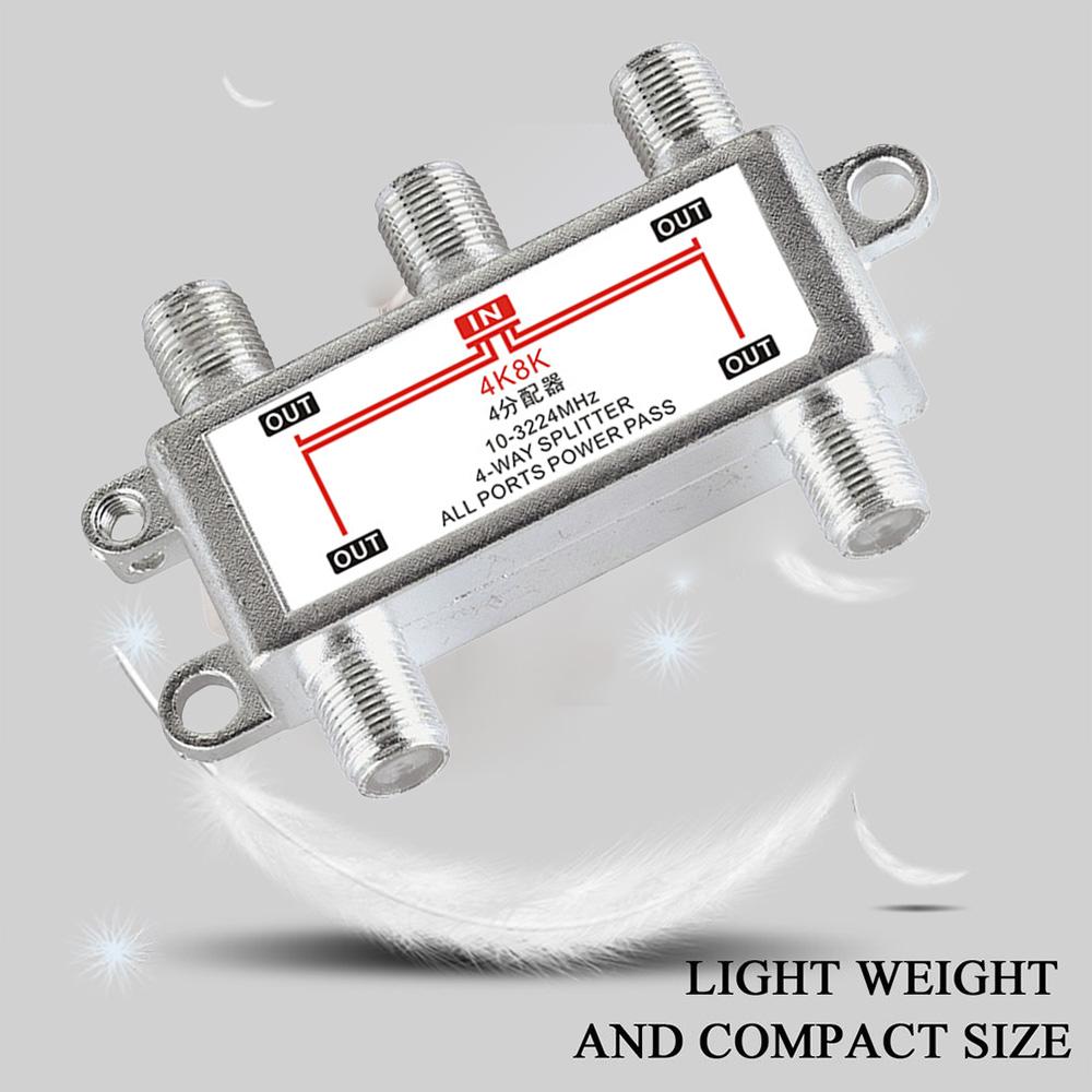 10-3224MHz SP-04 Splitter 4-fach Satellitenantennen-Kabelfernsehverteiler F-Typ 4K8K TV-Geräte Signalempfänger für SATV/CATV