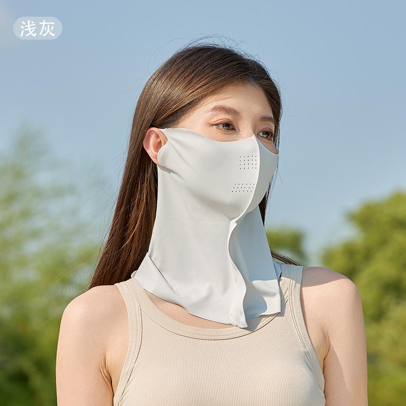 New 3D Full Face Sun Protection Mask Breathable UPF50+ Ice Silk Mask Dustproof Neck Protection Sunshade Face Mask Summer