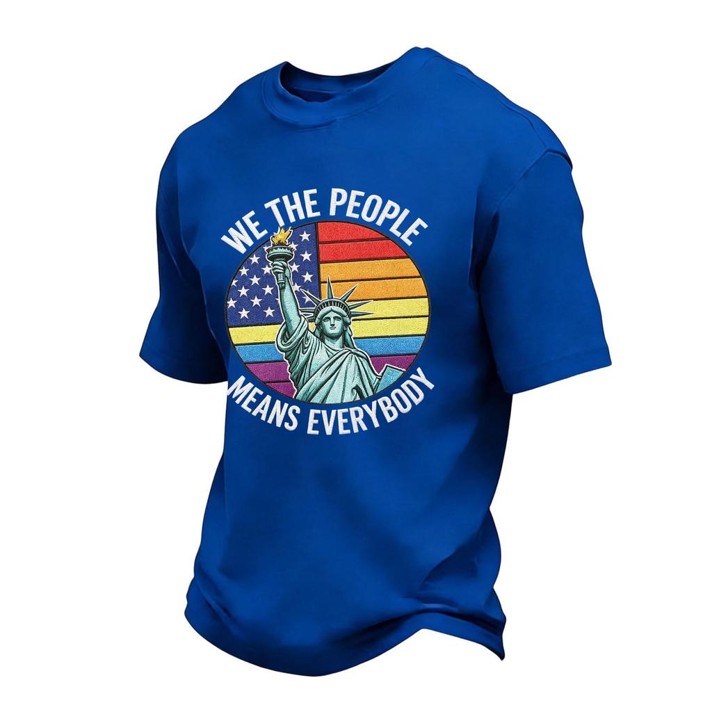Men's Casual Short Sleeve Crew Neck T-Shirt Independence Day Graphic Print We The People Means Everybody Cotton Blend Top