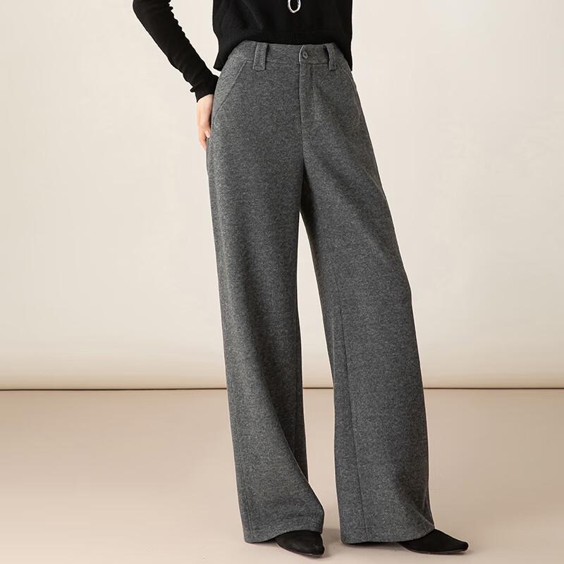 Fanzhen Women's High-Waist Thick Woolen Wide-Leg Pants