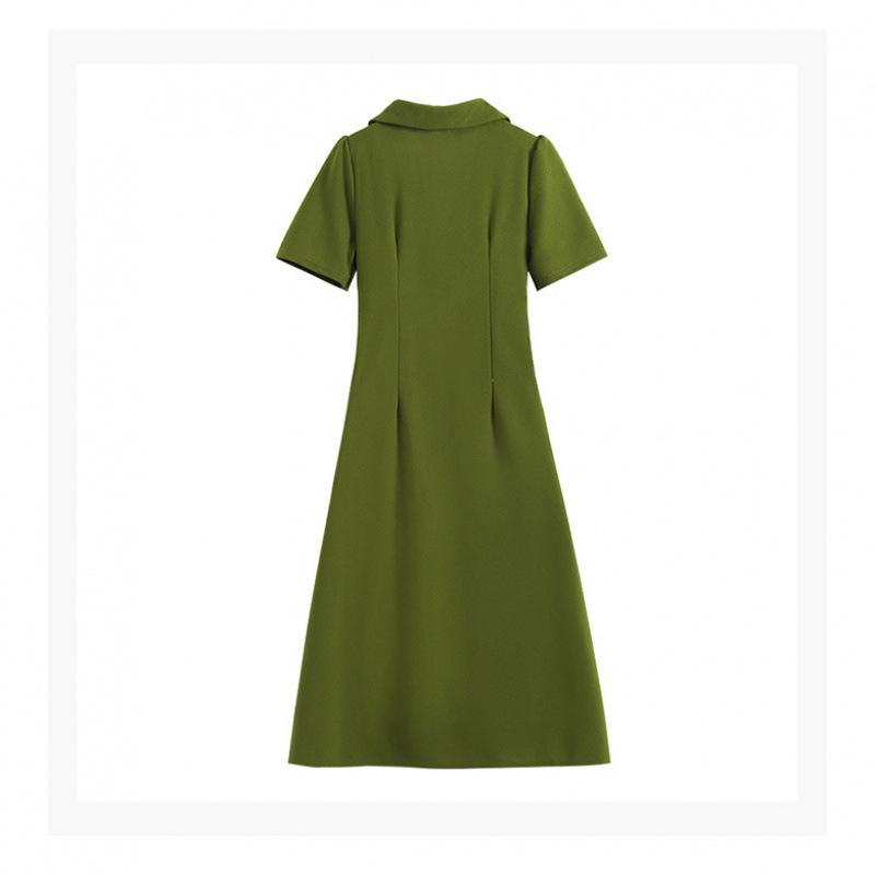 Plus Size Waist-Cinched Slimming Skirt for Women - French Style Summer Polo Dress