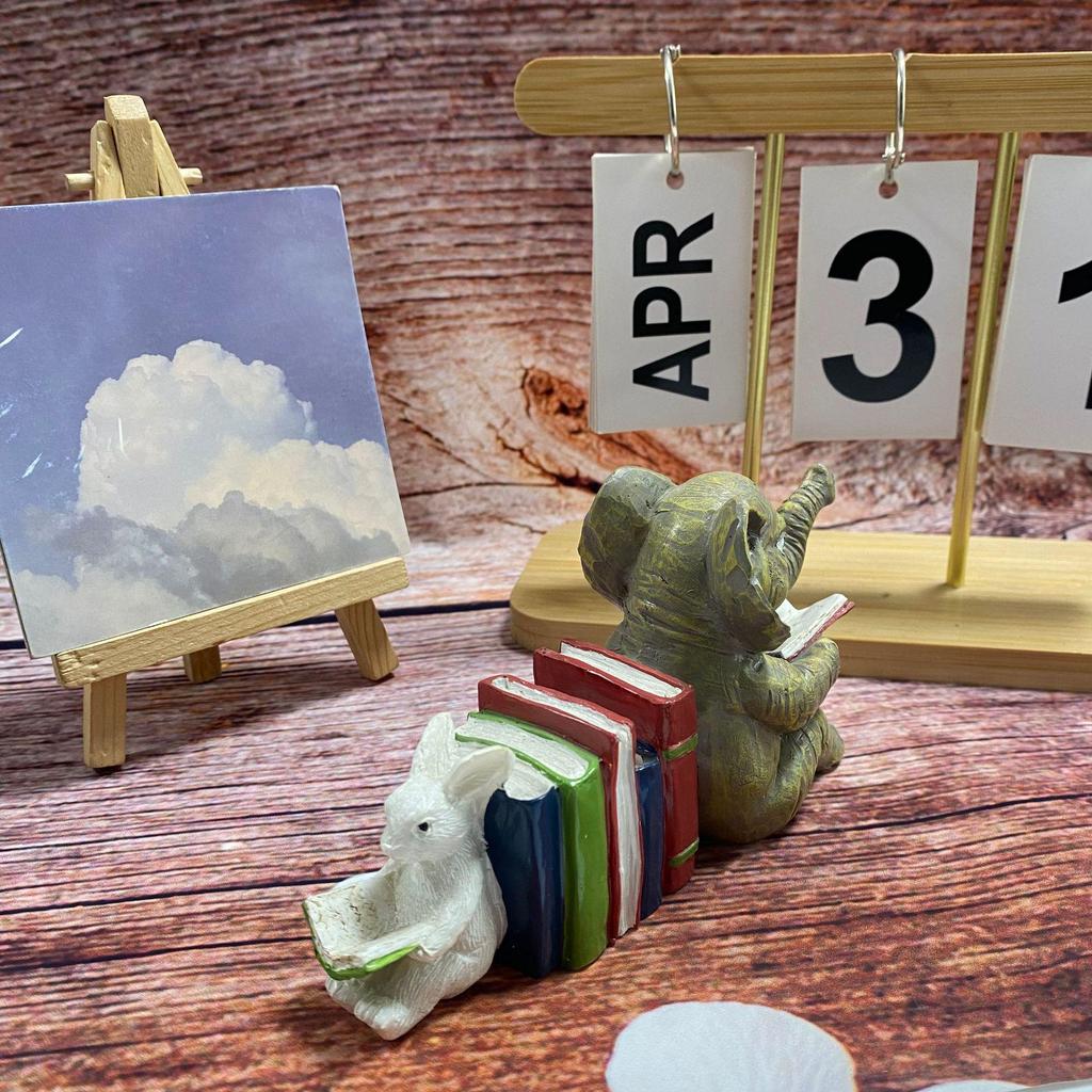 Elephant and Rabbit Reading Garden Resin Ornament for Home or Office Decor