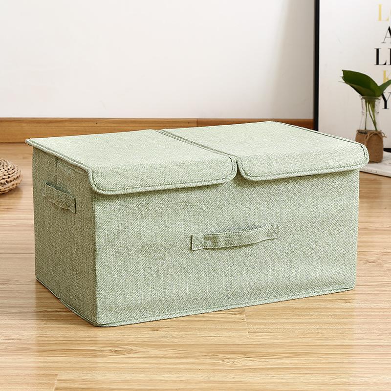Ящик для хранения Складной Льняная ткань Корзина для одежды Контейнеры Ящик для игрушек Органайзер Ящик для хранения Органайзер Органайзер для хранения S-36x25x16cm зелёный