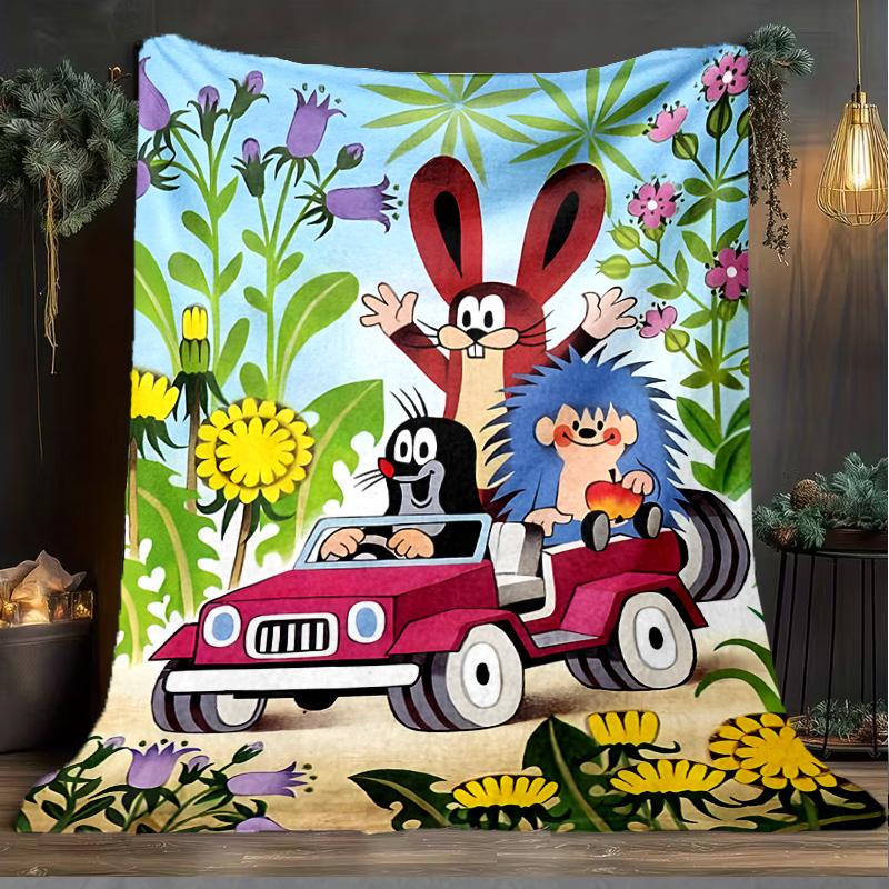 1PC Little Mole Blanket Flannel Throw for Sofa, Indoor, Camping, Living Room, Office, Chair, And Bed Soft Birthday Christmas Gift