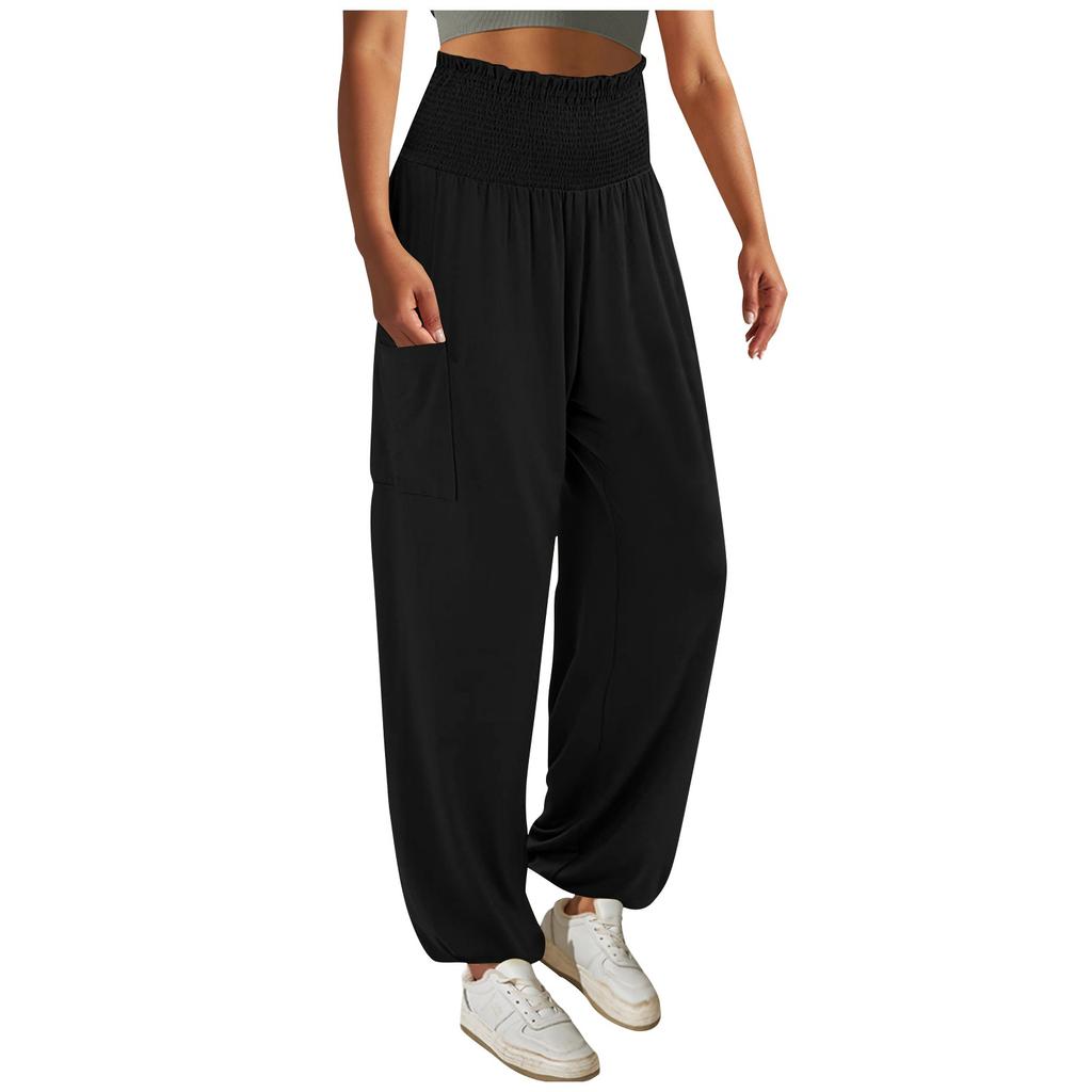 Damen Casual Hose, Farbe Hohe Taille Falten Leggings Casual Hose