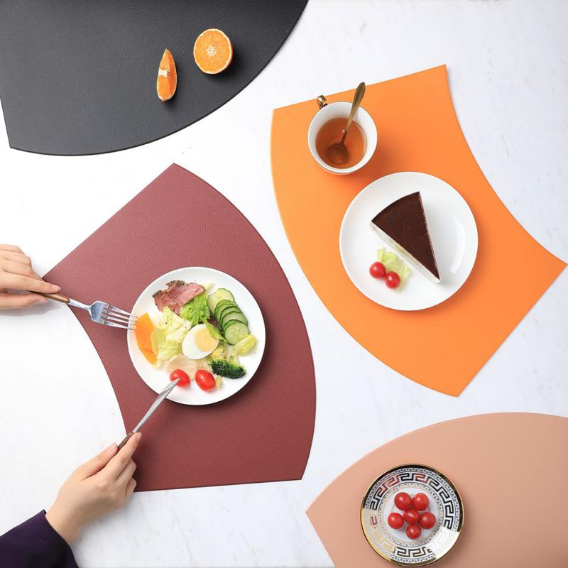 Buy Fanshaped Leather Placemats Waterproof Nonslip HeatResistant