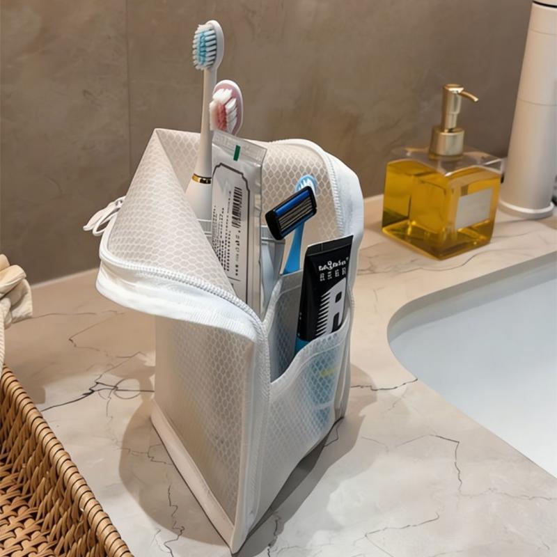 Large Capacity Pvc Cosmetic Bag Waterproof Space Saving Toothbrush Toiletry Pouch Stand Up Zipper Closure Portable Beauty Case