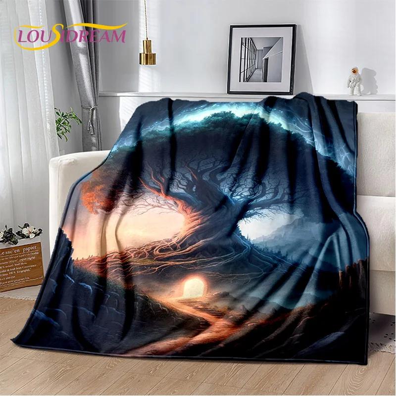 Naturbaum des Lebens, nordische Mythologie, Yggdrasil, weiche Überwurfdecke für Zuhause, Schlafzimmer, Bett, Sofa, Picknick, Reisen, Büro, Geschenkbezug für Kinder