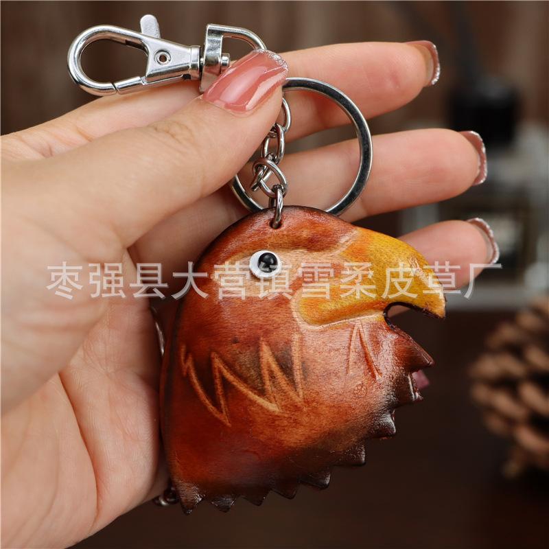

First Layer Cowhide Creative Eagle Bag Keychain Pendant Super Cute Cowhide Cartoon Cute Birthday Gift коричневий