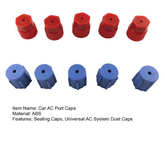 10 Stk/sett R134a Cap Set 16mm Rød 13mm Blå Bil Klimaanlegg Støvhetter for AC System Ladeport Caps 5 sett Blå lav side 5 sett rød høy side