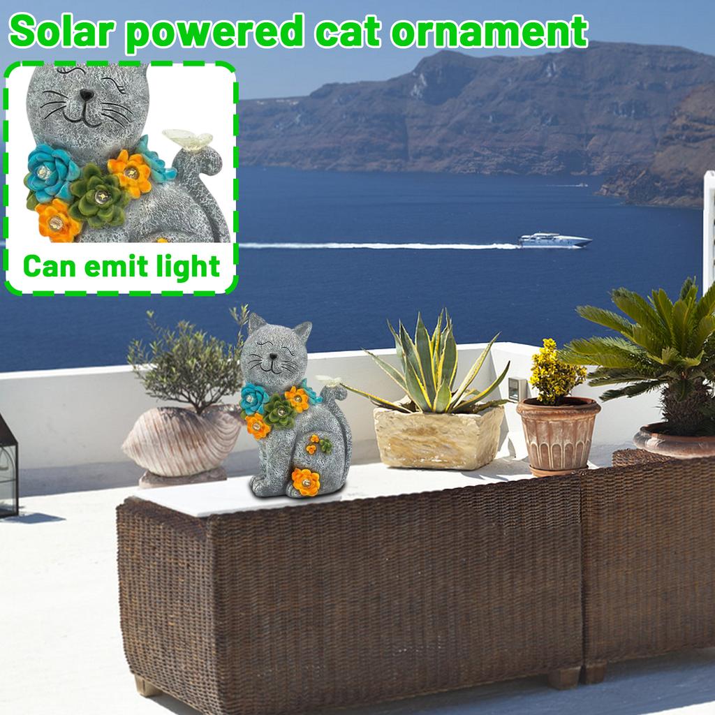 Solar Cat Ornaments, Animal Luminous Ornaments, Villa Resin Garden Ornaments