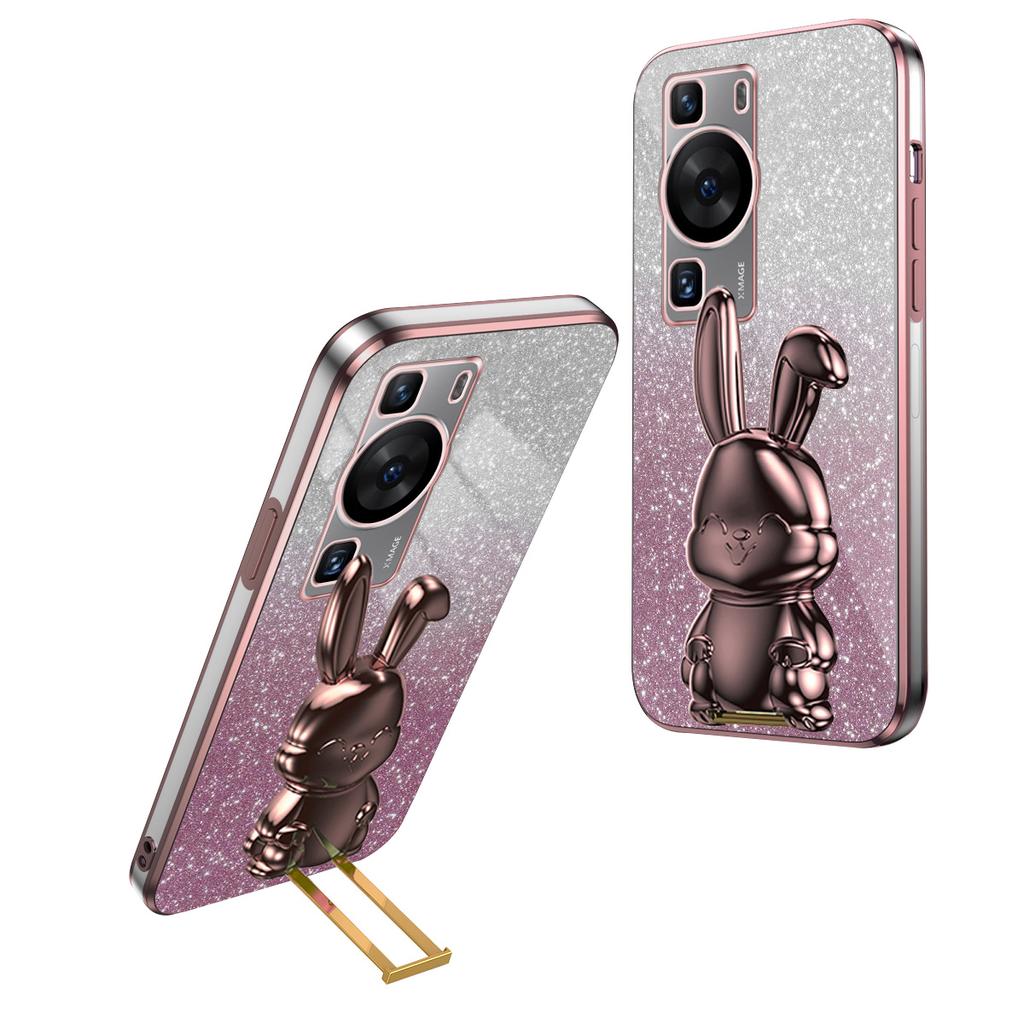Phone Cover for Huawei P60 Pro/P60 Case Glitter Powder PC+TPU Shell with Pull-out Kickstand