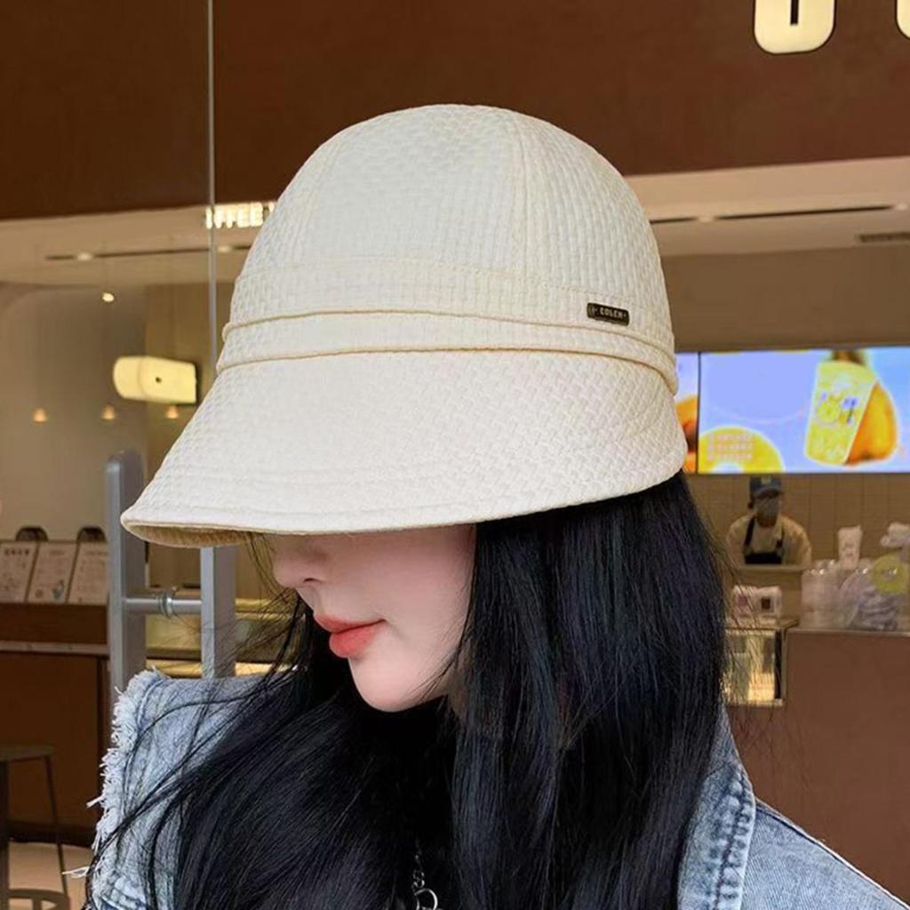 Women's Foldable Sunhat Summer Outdoor Beach Fisherman Hat Sunscreen UV Protection Cap Adjustable Polyester Wide Brim Buckle Cap