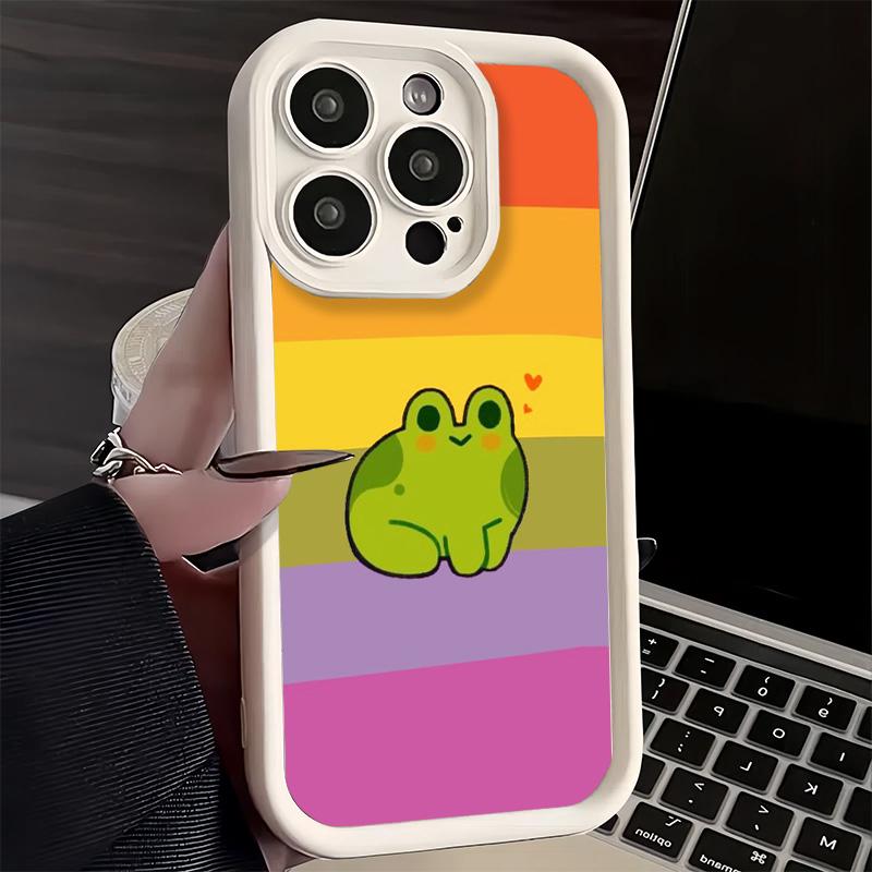Phone Case for iPhone 17 Air 16E 15 16 Pro Max Cute Cartoon Frog Cover 14 Plus 13 12 Mini Soft Shell Silicone Fundas