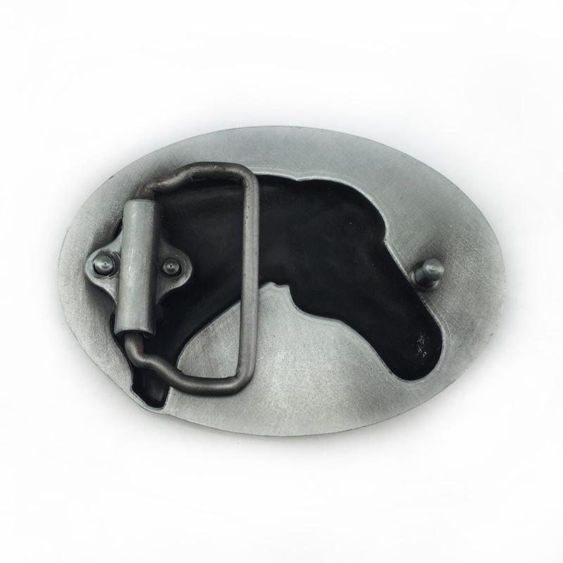 Oval Personalized Galloping Horse Wheat Ear Leather Belt Buckle with Smooth Alloy Plate
