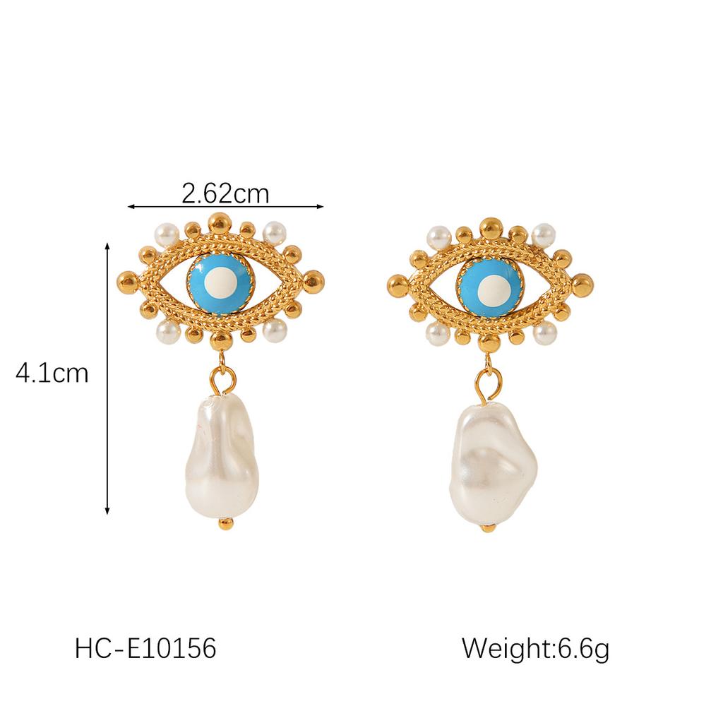 French Gold Heart Bow Pearl Earrings Titanium Steel Earrings for Women