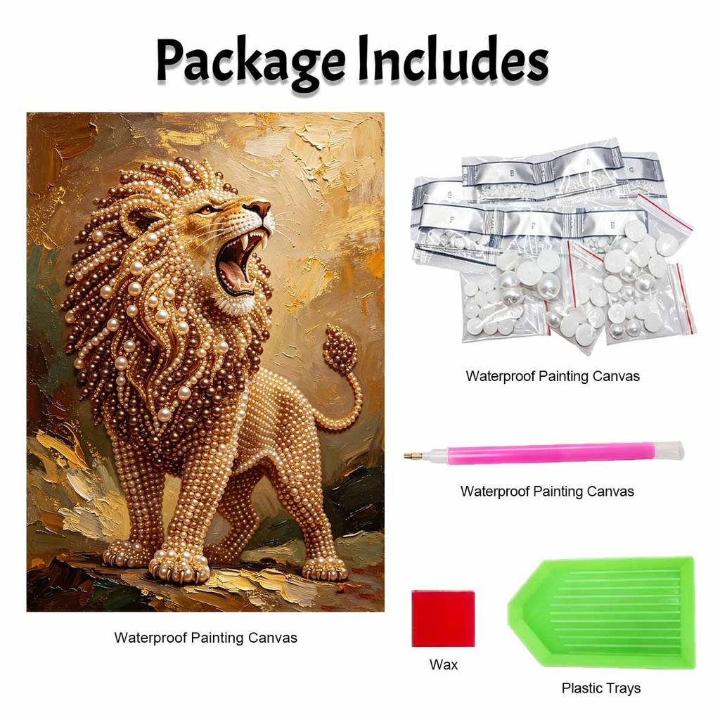 Lion Pearl Painting DIY Handmade Pearl Painting Art Highend Gift Home Decoration