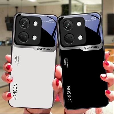 Velké bílé okno pro OnePlus Nord 3 5 6T 7 Pro 8 12 10T Reno8 Lite 5G 10R Nord N30 Černý kryt na telefon z tvrzeného skla s tvrdou skořápkou