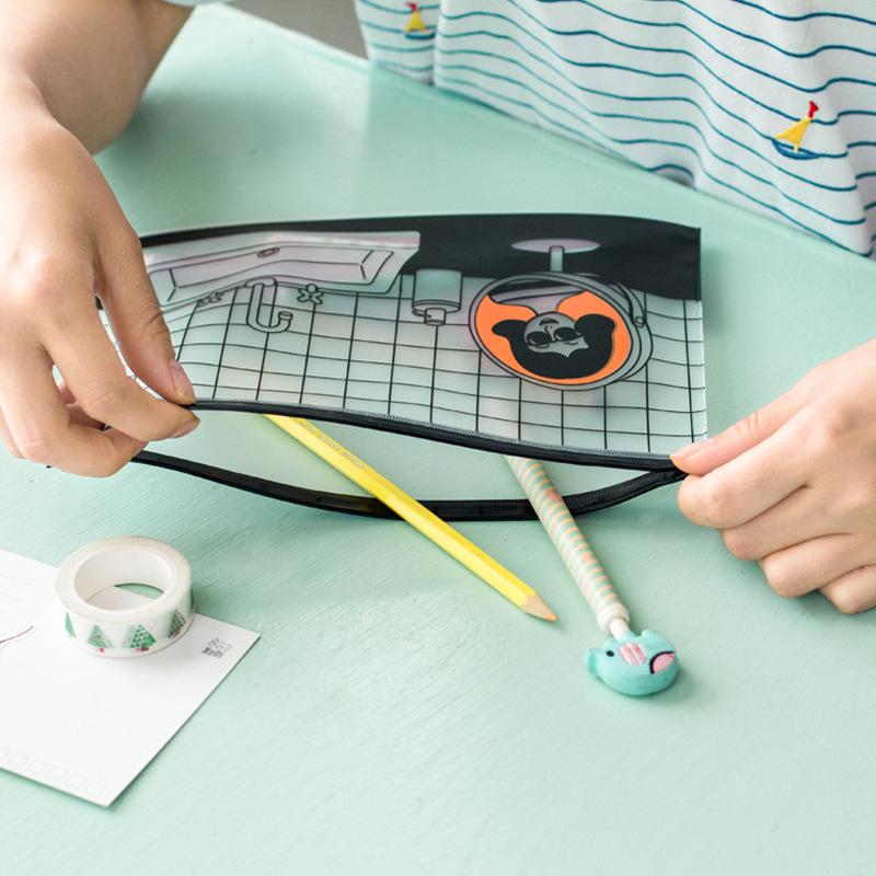 

Милый пенал из ПВХ с изображением кактуса, милый прозрачный водонепроницаемый чехол для ручек, кавайная канцелярская сумка большой емкости для хранения ручек оранжевый