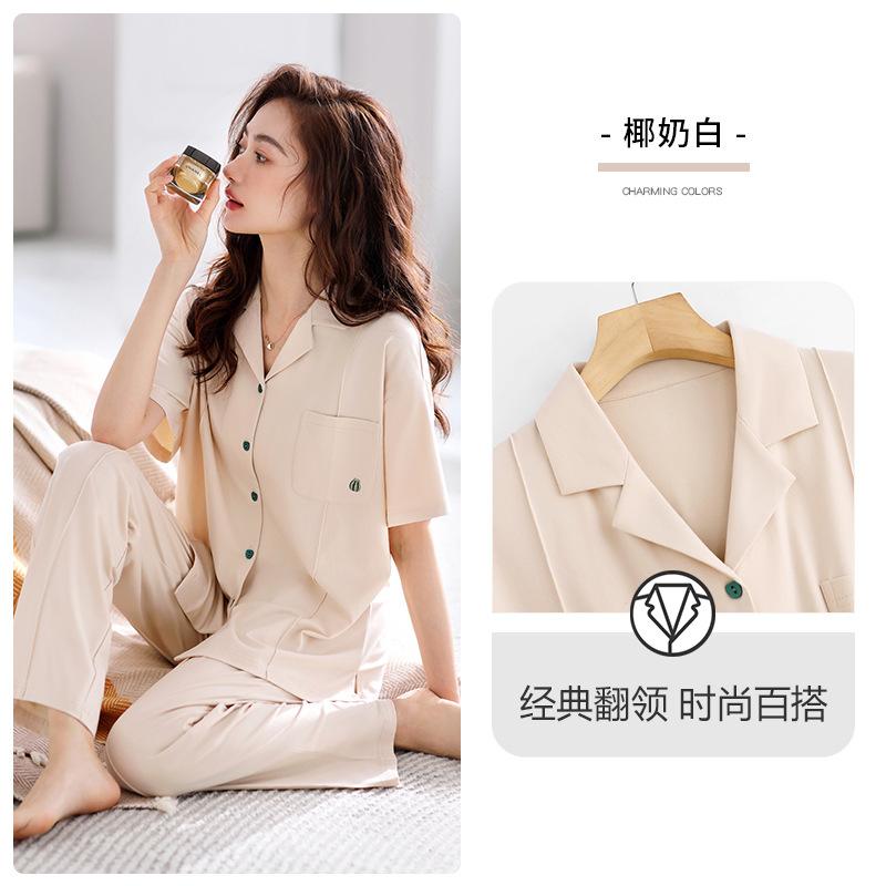 [Soft] Pajamas women's summer 100% pure cotton half-sleeved short-sleeved trousers loungewear summer summer suit