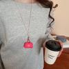 Leather Pendant Mini Coin Purse Necklace Anti-loss Sweater Chain Long Leather Necklace  Women